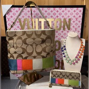 Coach Legacy stripe bag bundle